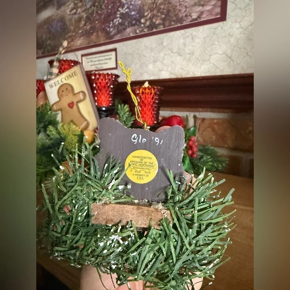 Wolf Christmas Ornament with Seattle Sign Made in USA Artisans